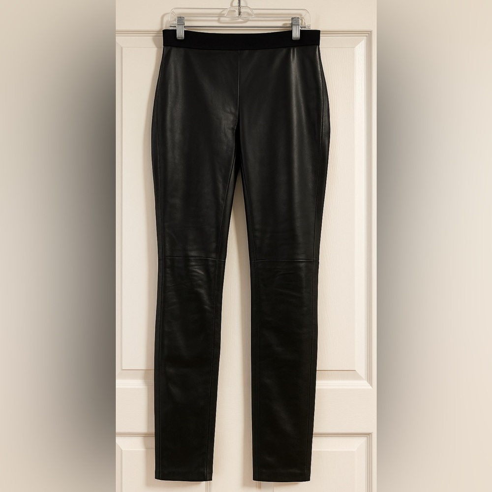 Eileen Fisher Leather Front Slim Pants - Picture 4 of 7